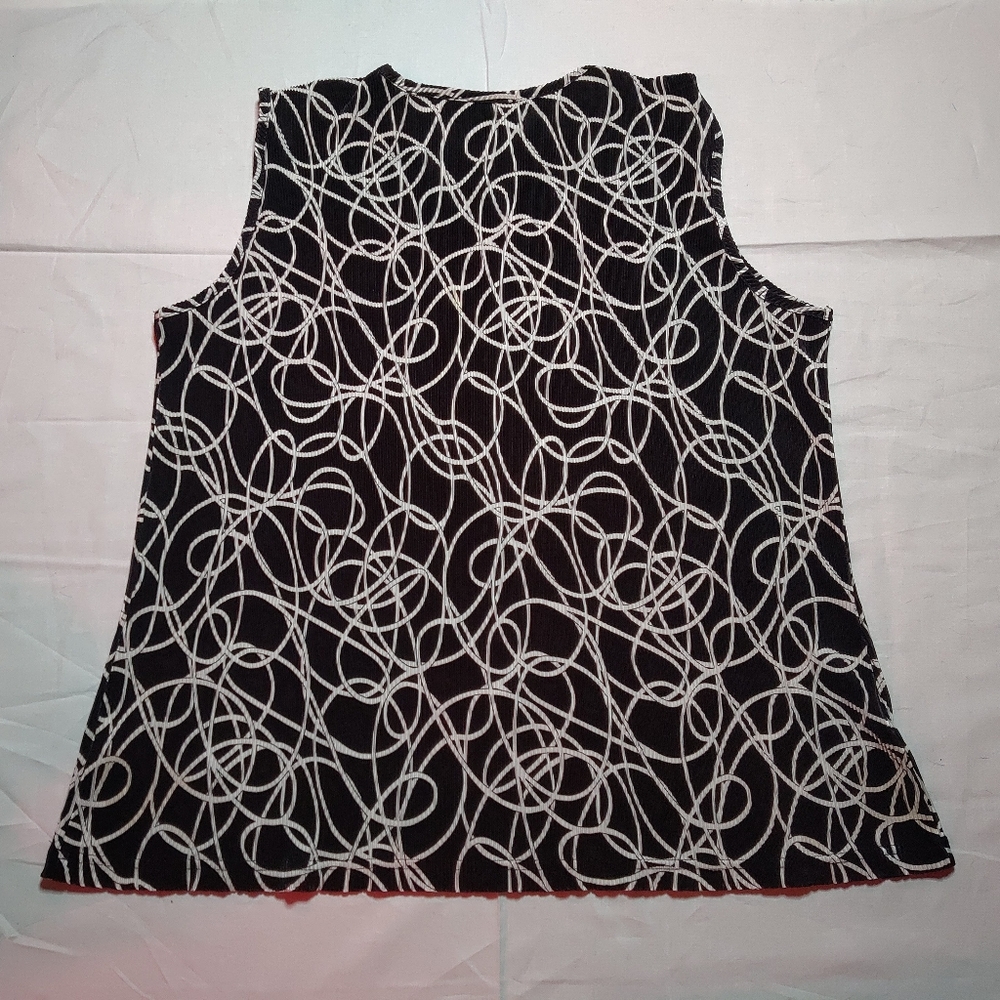 Croft & Barrow Tank Top Women's Large Black Stretch Pleated Shirt Round Neck Tee - Picture 6 of 12